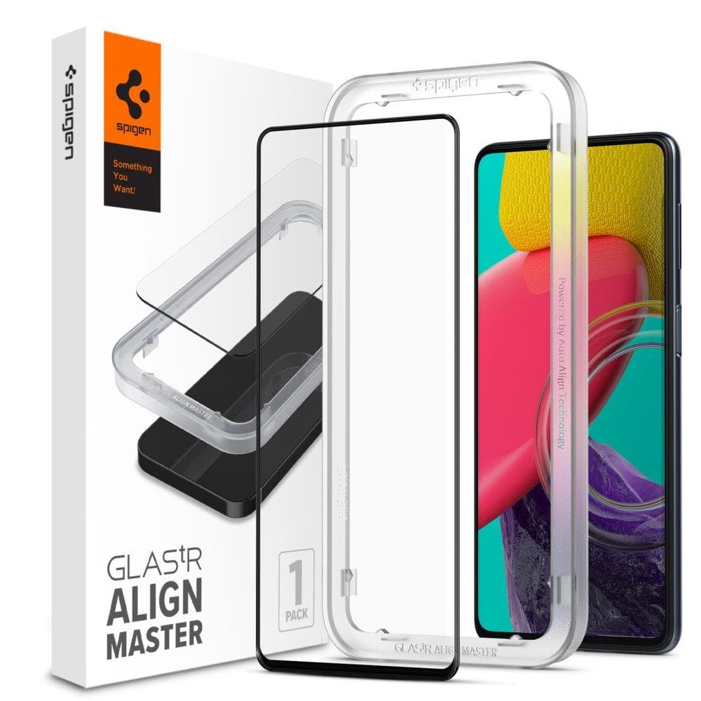 Spigen AlignMaster Glass FC 9H kaljeno steklo za Samsung Galaxy M53 5G - črno