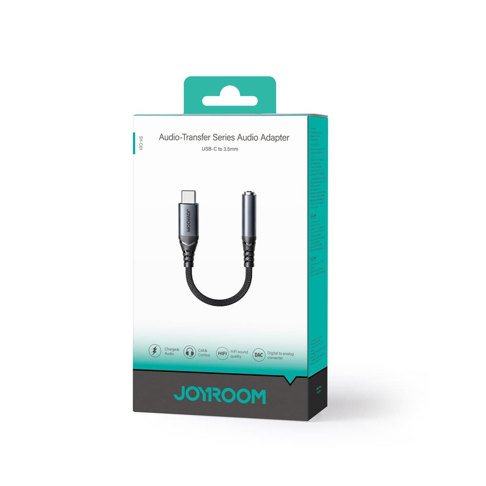 Joyroom SY-C01 USB-C na 3.5 mm jack DAC adapter - črn 5