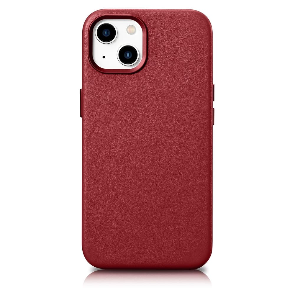 iCarer usnjen ovitek za iPhone 14 Plus, rdeč (združljiv z MagSafe)
