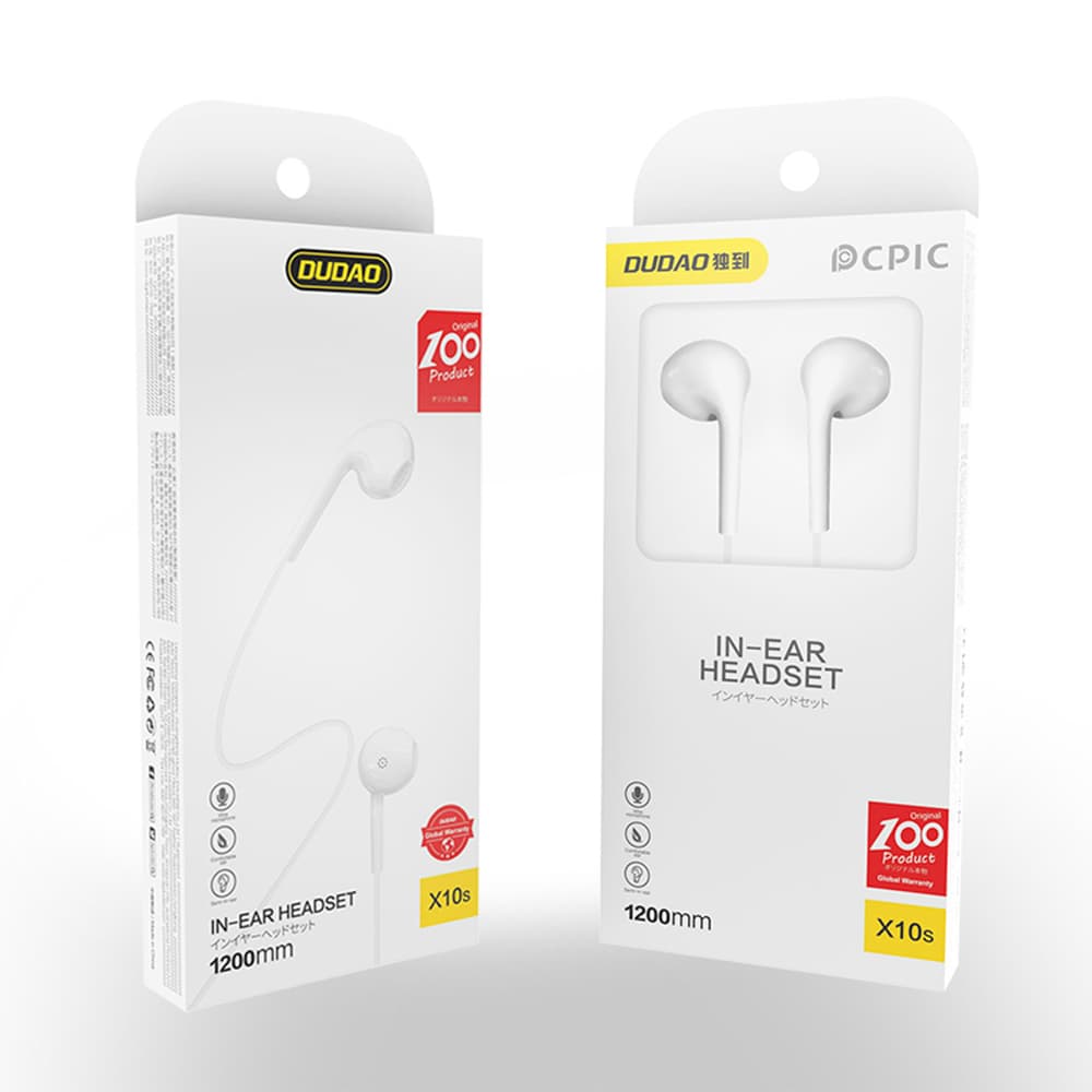 Dudao X10S žične slušalke v ušesa, 3.5mm mini jack, 1.15m, bele 2