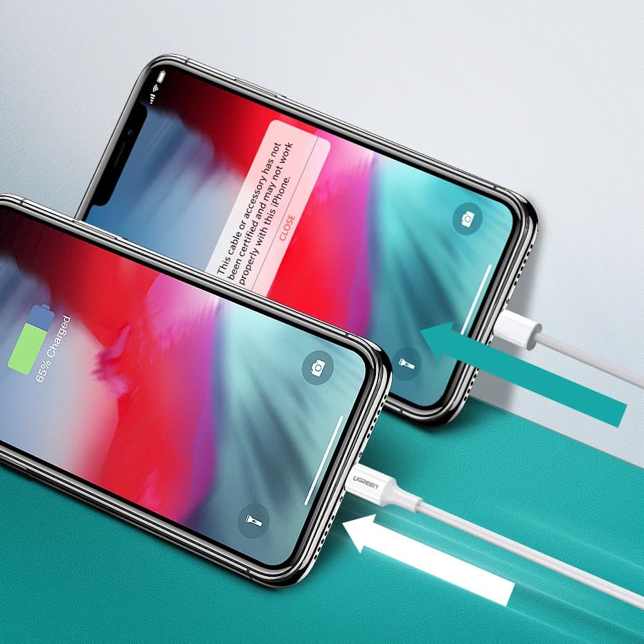 Ugreen USB-C / Lightning MFi PD kabel 20W 480Mb/s 1m, bel 7