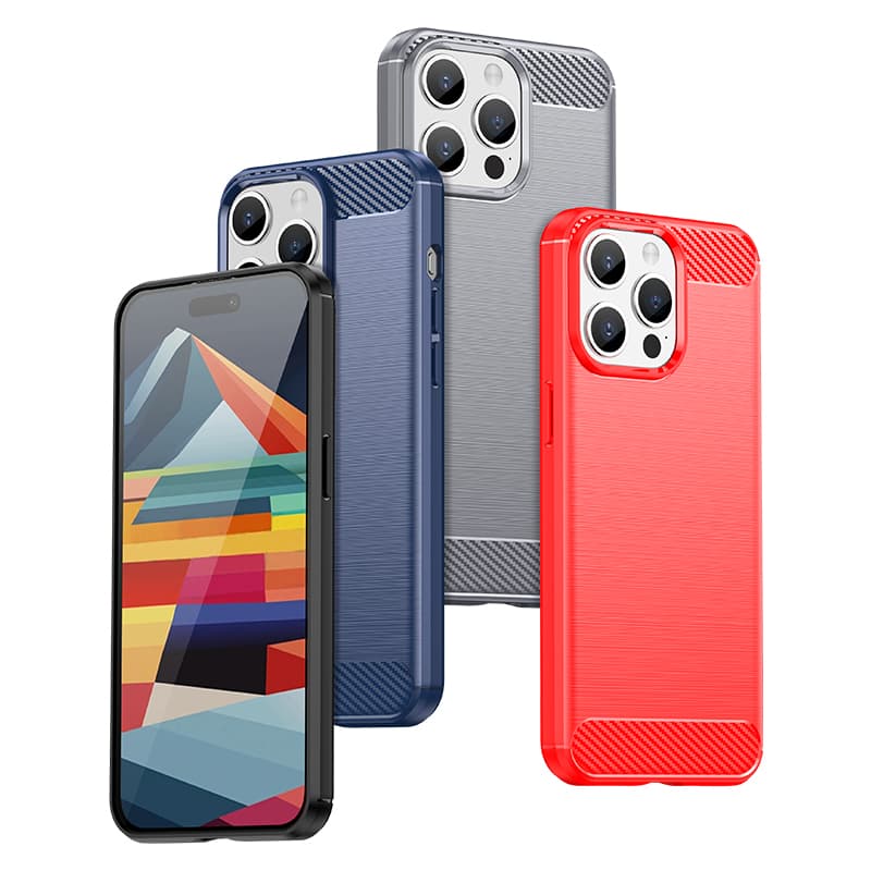 Prožen ovitek za iPhone 15 Pro Max Hurtel Carbon Case - moder 3