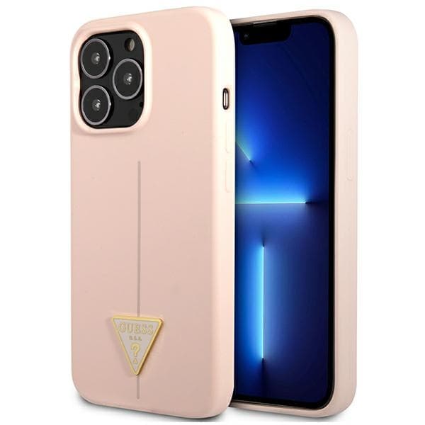 Ovitek za iPhone 13 Pro / 13 Guess Silicone Triangle, roza