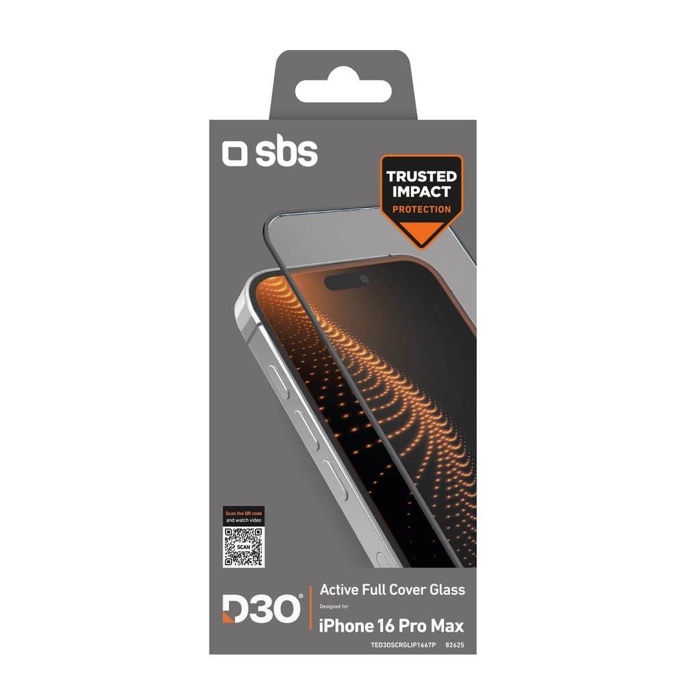 SBS D3O zaščitno steklo z okvirjem za iPhone 16 Pro Max 2