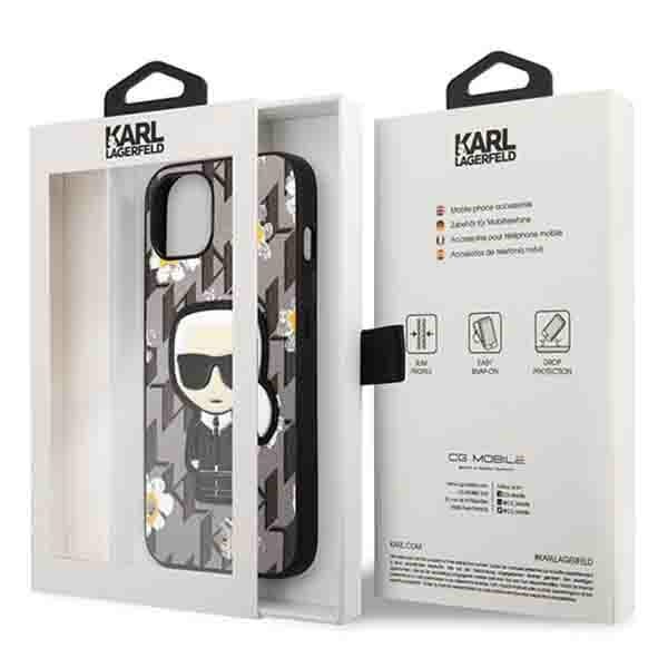 Karl Lagerfeld ovitek Flower Ikonik za iPhone 13, siv 8