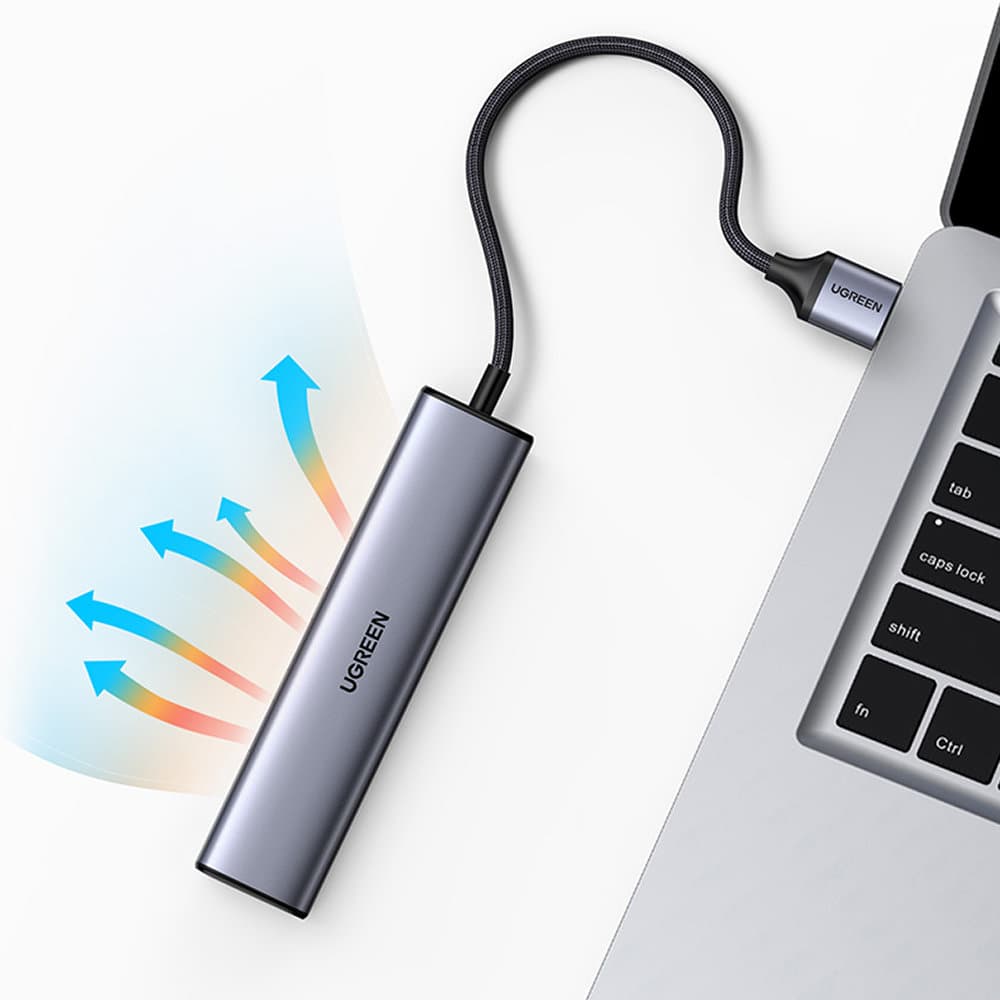 Ugreen večfunkcijski HUB adapter USB 3.0 - 3x USB / Ethernet RJ-45 / USB-C PD, siv 3