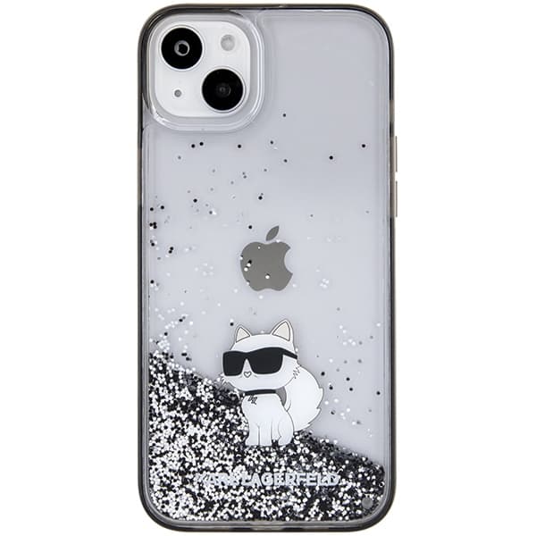 Ovitek Karl Lagerfeld Liquid Glitter Choupette za iPhone 15 Plus - prozorna 3