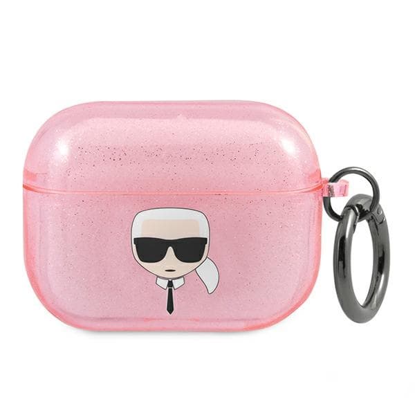 Karl Lagerfeld ovitek za AirPods Pro – Glitter Karl's Head, roza