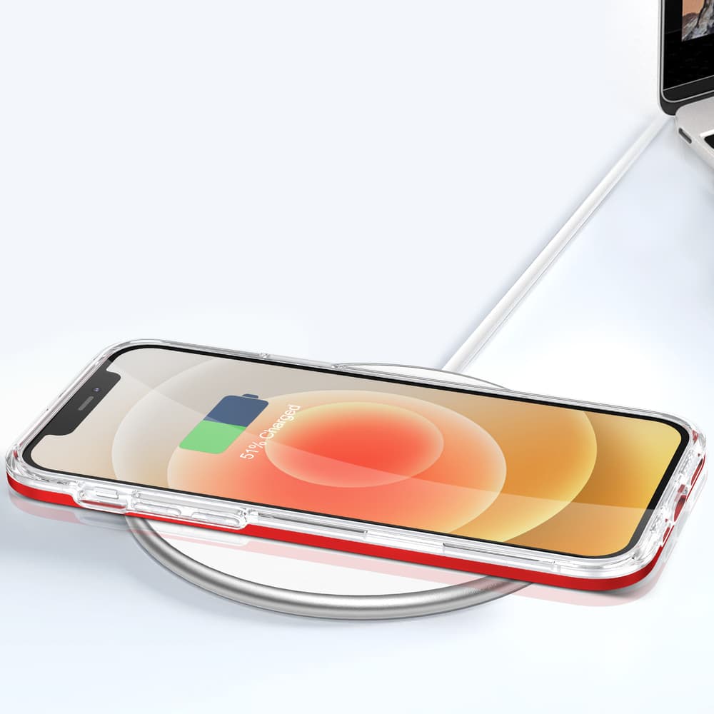 Hybrid Armor Clear 3v1 ovitek za iPhone 12 z rdečim okvirjem 7