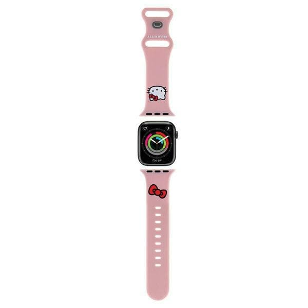 Hello Kitty silikonski pašček Kitty Head za Apple Watch 42/44/45/49mm - roza
