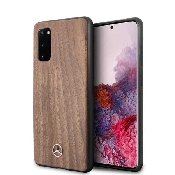 Ovitek Mercedes Wood Line Walnut za Samsung Galaxy S20 - rjav