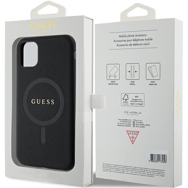 Ovitek Guess Saffiano MagSafe za iPhone 11 / Xr - črn 8