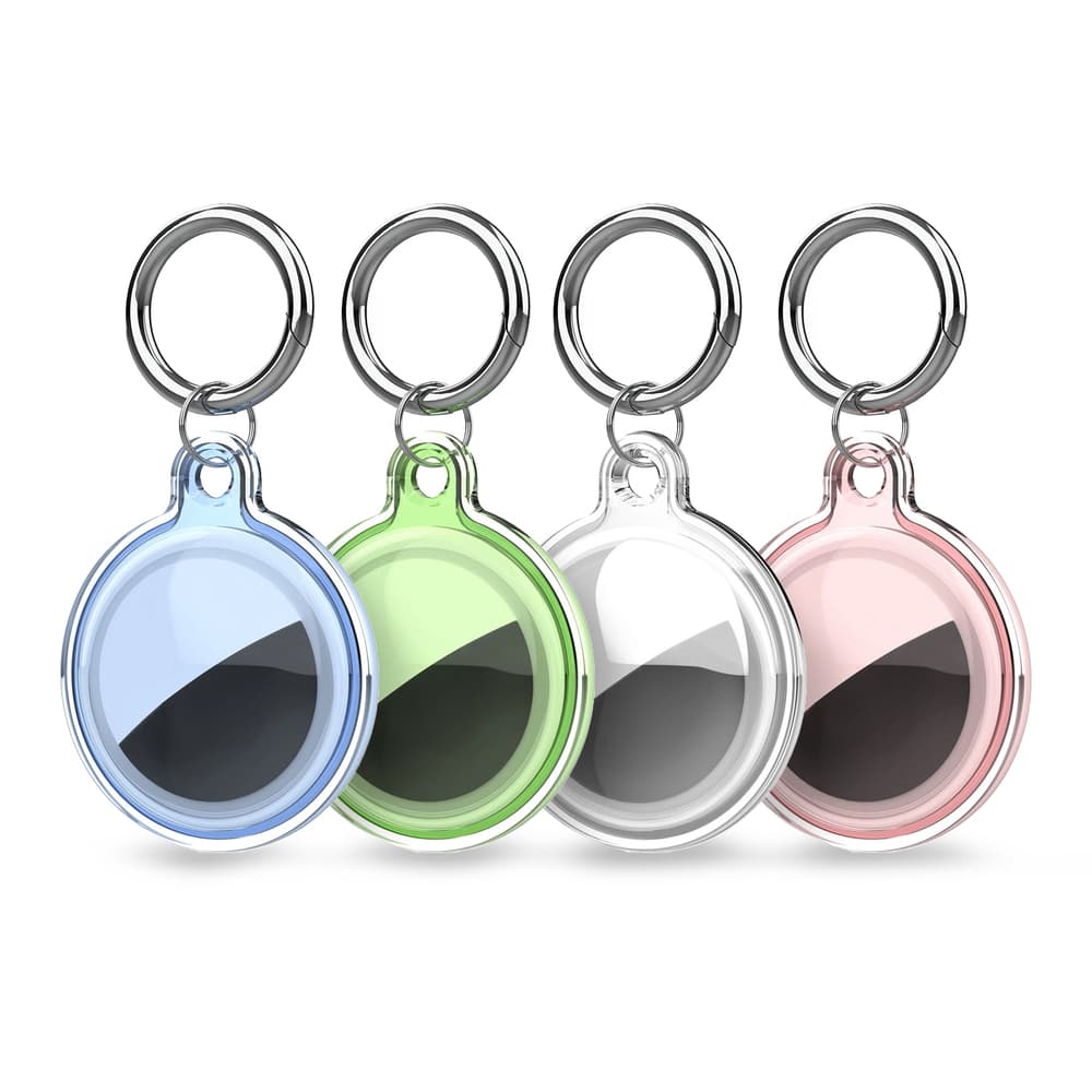4x vodoodporen ovitek za Apple AirTag (prozoren, zelen, moder, roza)