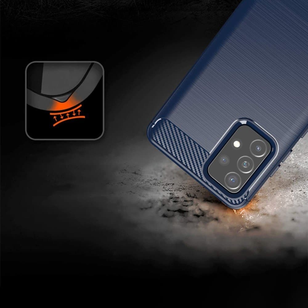 Hurtel Carbon ovitek za Samsung Galaxy A72 4G, moder 5