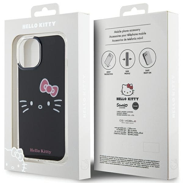 Hello Kitty ovitek IML Kitty Face za iPhone 15 - črna 8