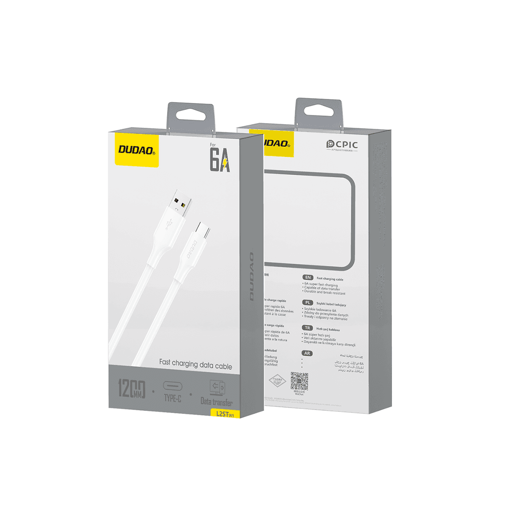Dudao L2sT USB-A - USB-C 6A kabel 1.2m - bela 2
