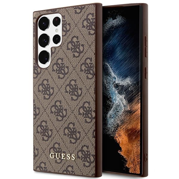 Guess ovitek za Samsung S23 Ultra 4G Metal Gold Logo, rjav