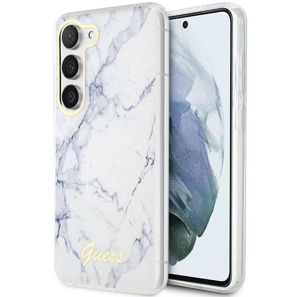 Guess ovitek Marble za Samsung Galaxy S23 S911, bela
