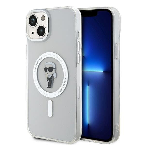 Karl Lagerfeld ovitek za iPhone 15 Plus, IML Ikonik MagSafe, prozoren