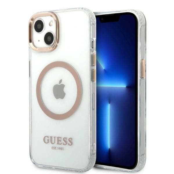 Ovitek Guess GUHMP13MHTRMD za iPhone 13 6.1" Metal Outline Magsafe, zlata