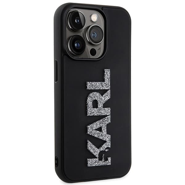 Ovitek Karl Lagerfeld 3D Rubber Glitter Logo za iPhone 15 Pro Max - črna 4