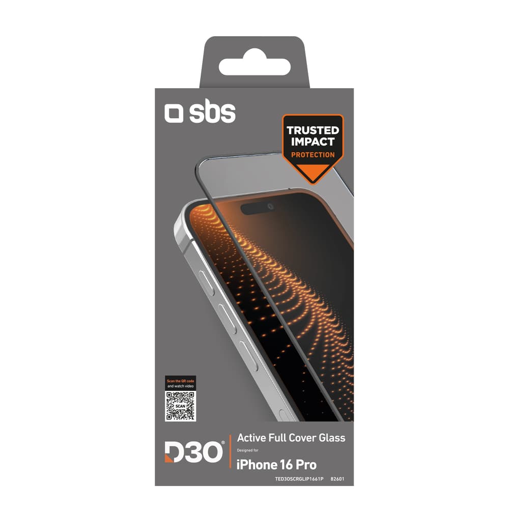 SBS D3O zaščitno steklo z okvirjem za iPhone 16 Pro 2