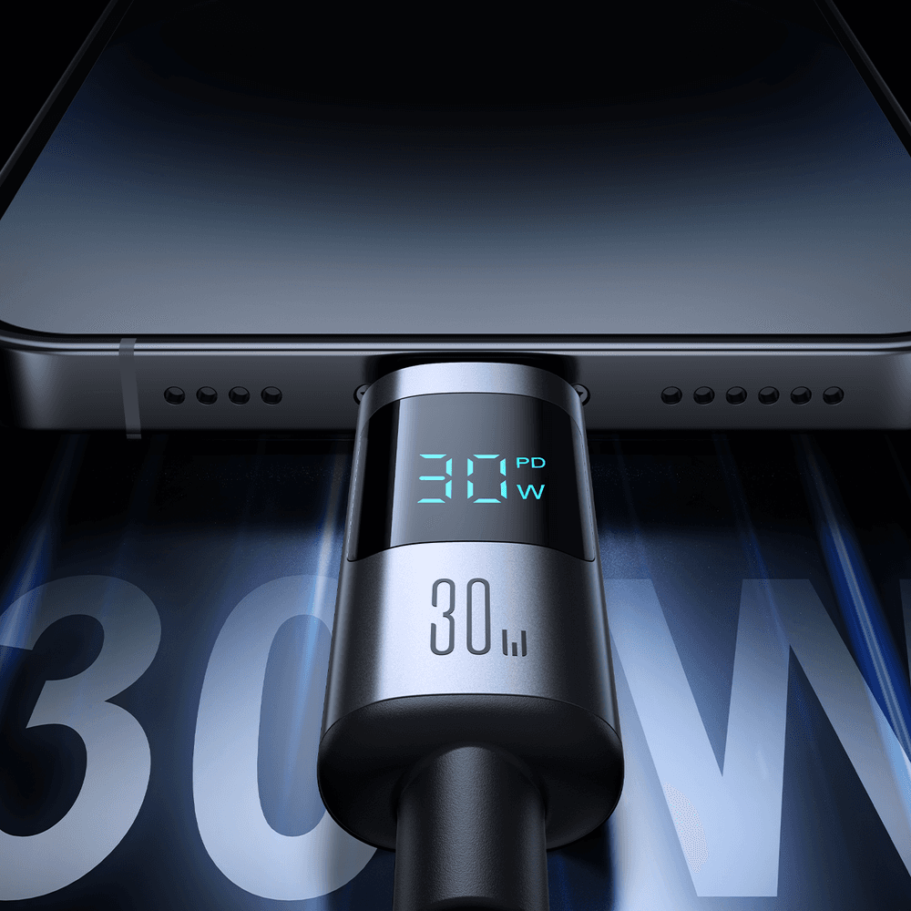 Joyroom S-A16 Pro USB-C - Lightning Kabel 1.2m, 30W, LED Zaslon, Črn 3
