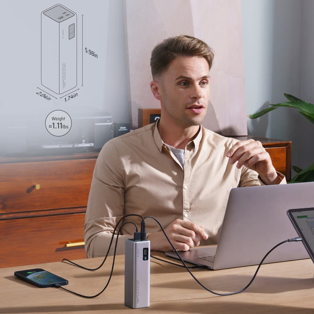 Powerbank Cuktech CUKP200XGLGR 85W 20000mAh, siva 3