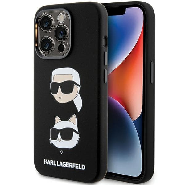 Karl Lagerfeld ovitek Silicone Karl&Choupette Head za iPhone 15 Pro Max - črna