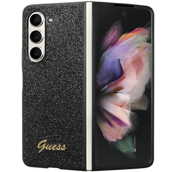 Ovitek Guess Glitter Script za Samsung Galaxy Z Fold 5 - črna