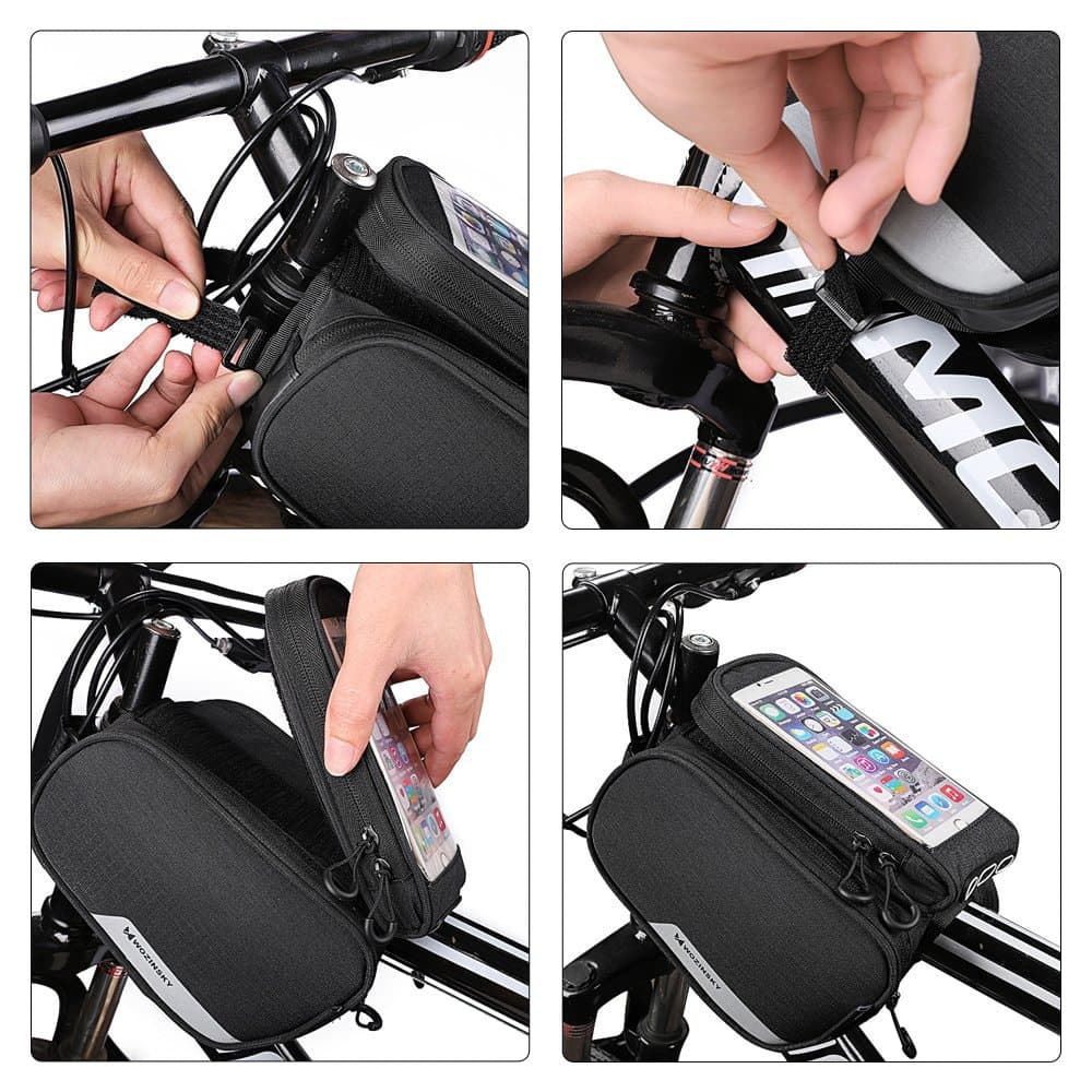 Wozinsky okvirna torba za kolo + etui za telefon do 6.5" 1.5L črna 4