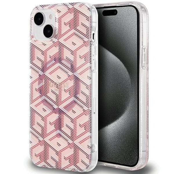 Guess IML GCube MagSafe etui za iPhone 15 / 14 / 13 - roza