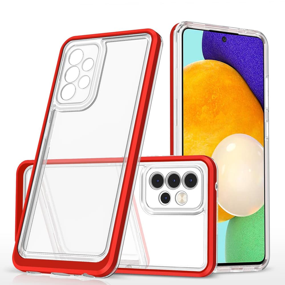 Hurtel Clear 3in1 ohišje za Samsung Galaxy A73, Rdeče
