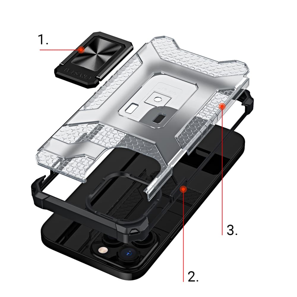Ovitek Crystal Ring Case Kickstand za iPhone 12 Pro Max (rdeč) 7