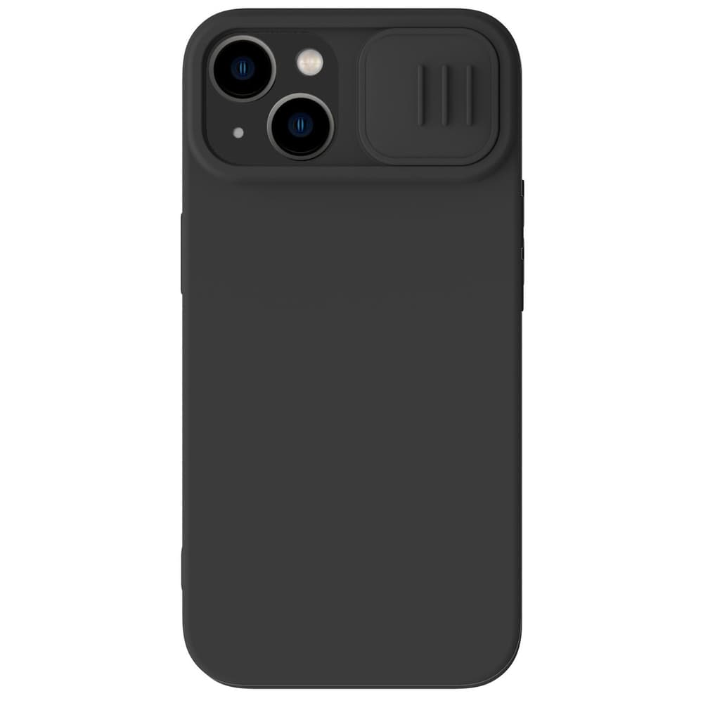 Nillkin CamShield Silky Silicone ovitek za iPhone 14 Plus s pokrovom za kamero, črn