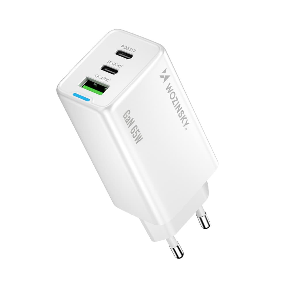 Wozinsky GaN 65W polnilnik USB-A, 2xUSB-C, s kablom USB-C - bel 2