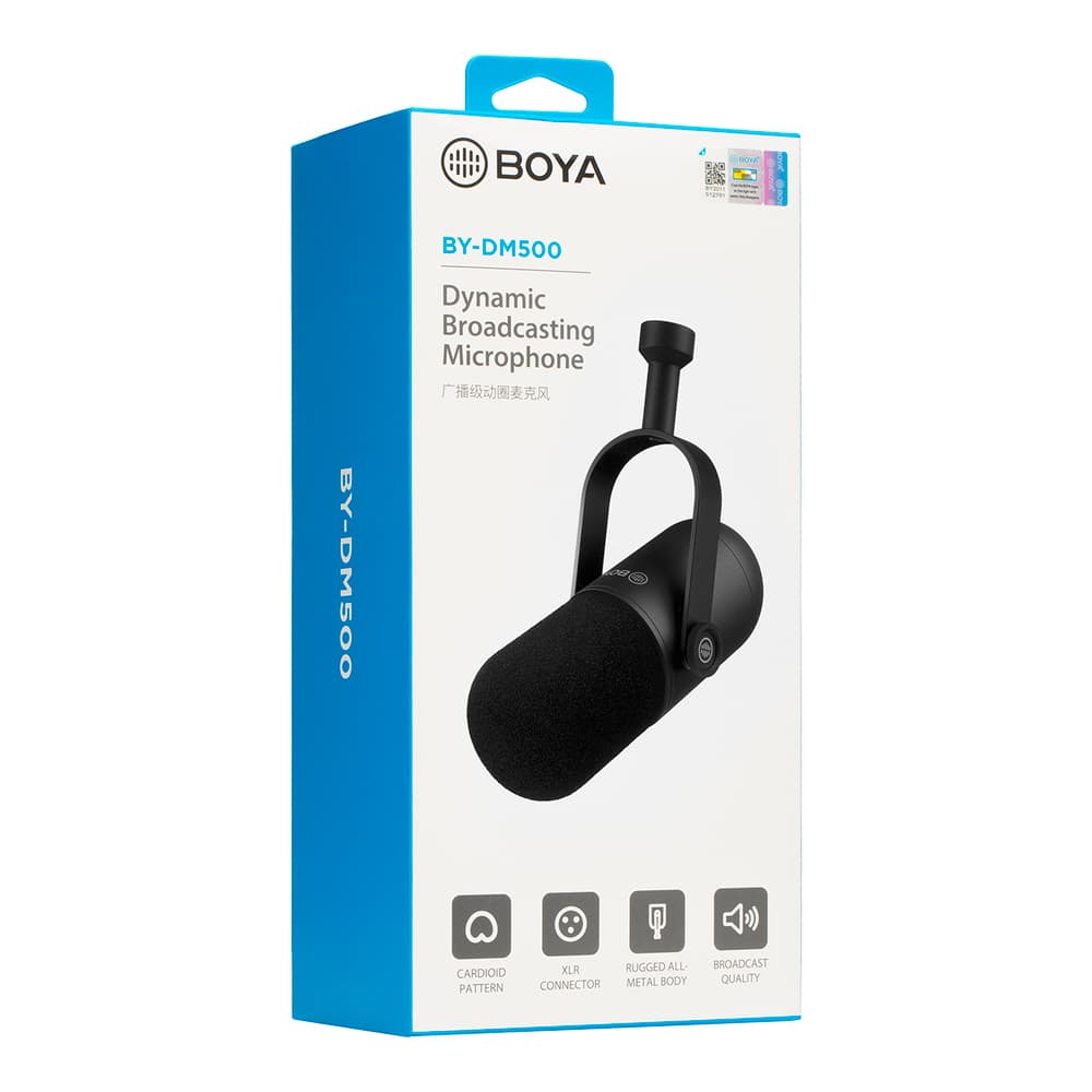 BOYA BY-DM500 kardioidni XLR dinamični mikrofon za podcaste - črn 2