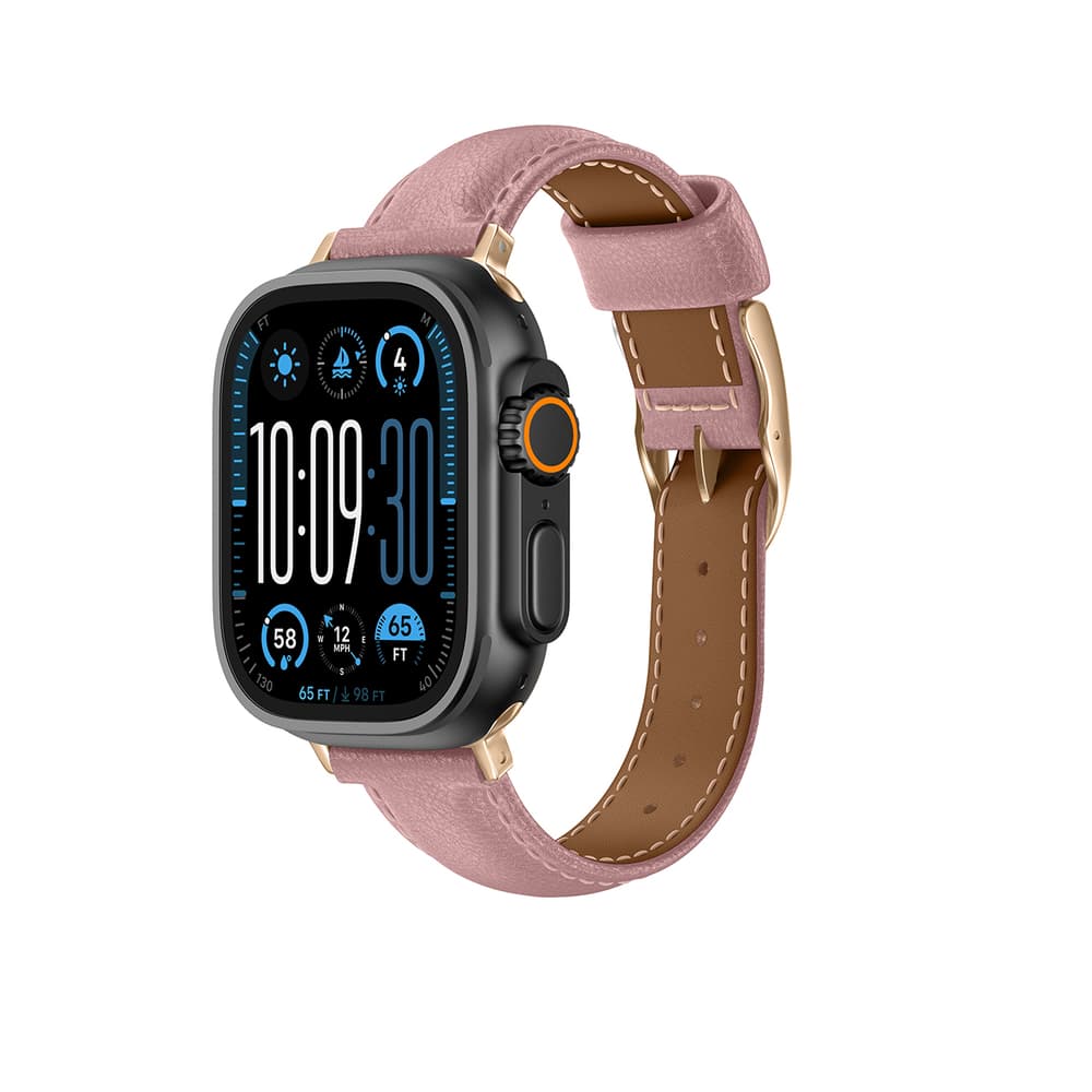 Usnjen pašček AmazingThing Class Band za Apple Watch 45/46/49mm - Roza 4