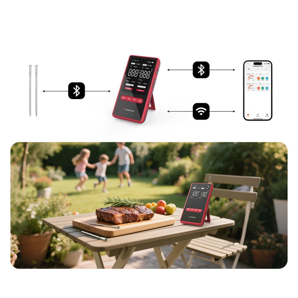 Meatmeet X Pro kuhinjski termometer z Bluetooth/WiFi aplikacijo, črn 4