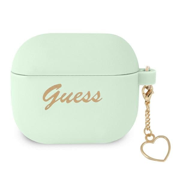 Ovitek za AirPods 3 Guess Silicone Charm Heart, zelen
