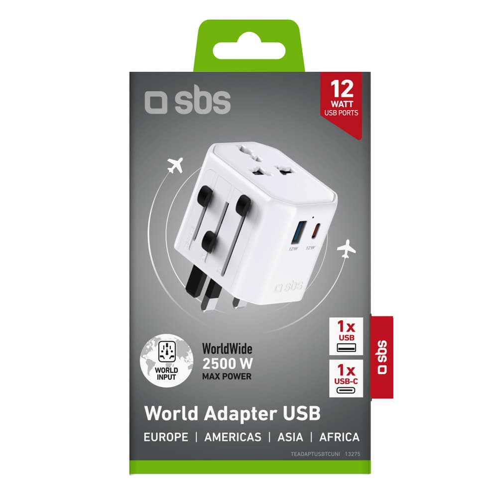 SBS TEADAPTUSBTCUNI USB-C/USB-A univerzalni potovalni adapter (bel) 2