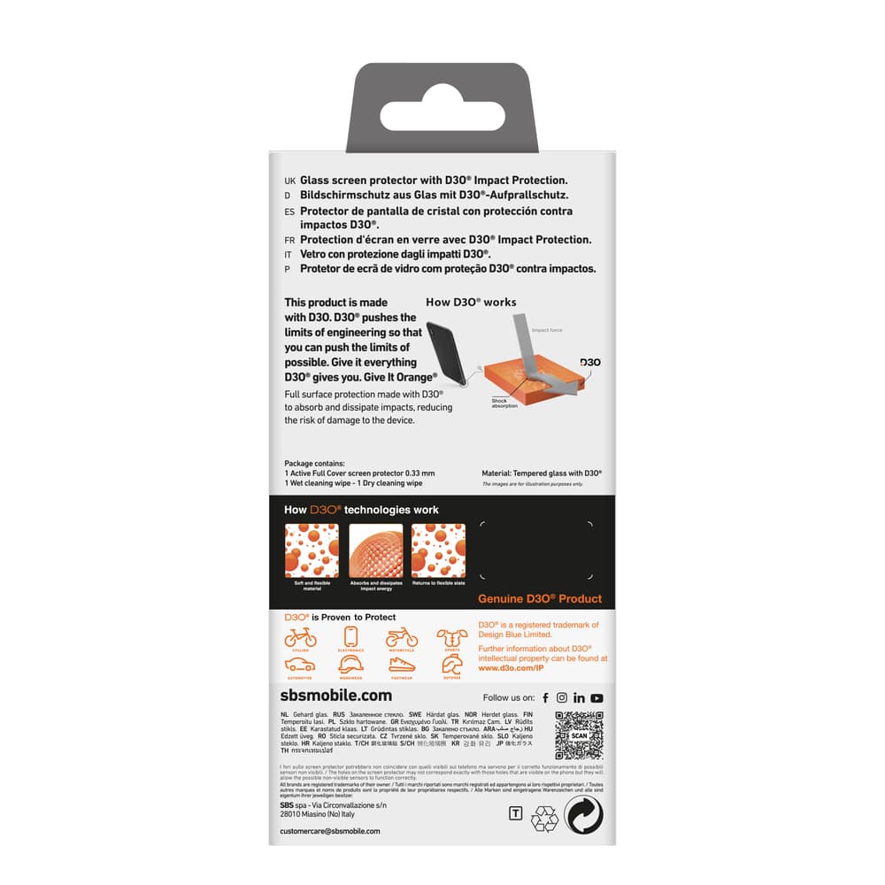 SBS D3O zaščitno steklo z okvirjem za iPhone 16 Plus / 15 Plus 3