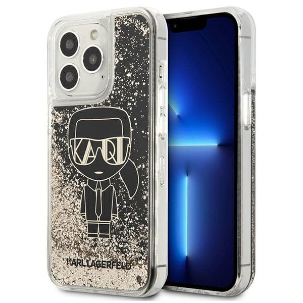 Karl Lagerfeld Liquid Glitter Gatsby ovitek za iPhone 13 Pro Max - Črna