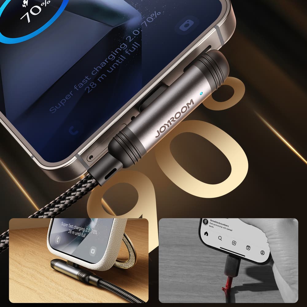 Joyroom S-A56 EnjoyX Series 90° USB-C - USB-C kabel 60W 1.2m - črn 4