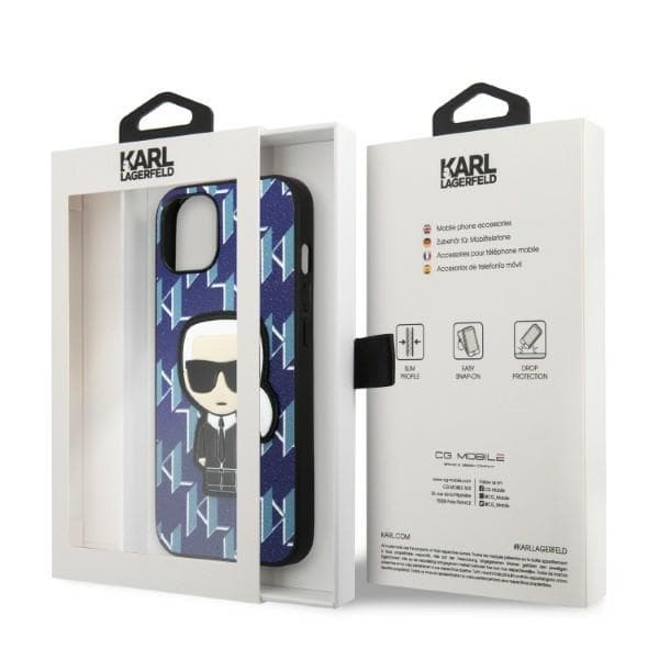 Karl Lagerfeld Monogram Ikonik Patch ovitek za iPhone 13 mini (5.4") - moder 8
