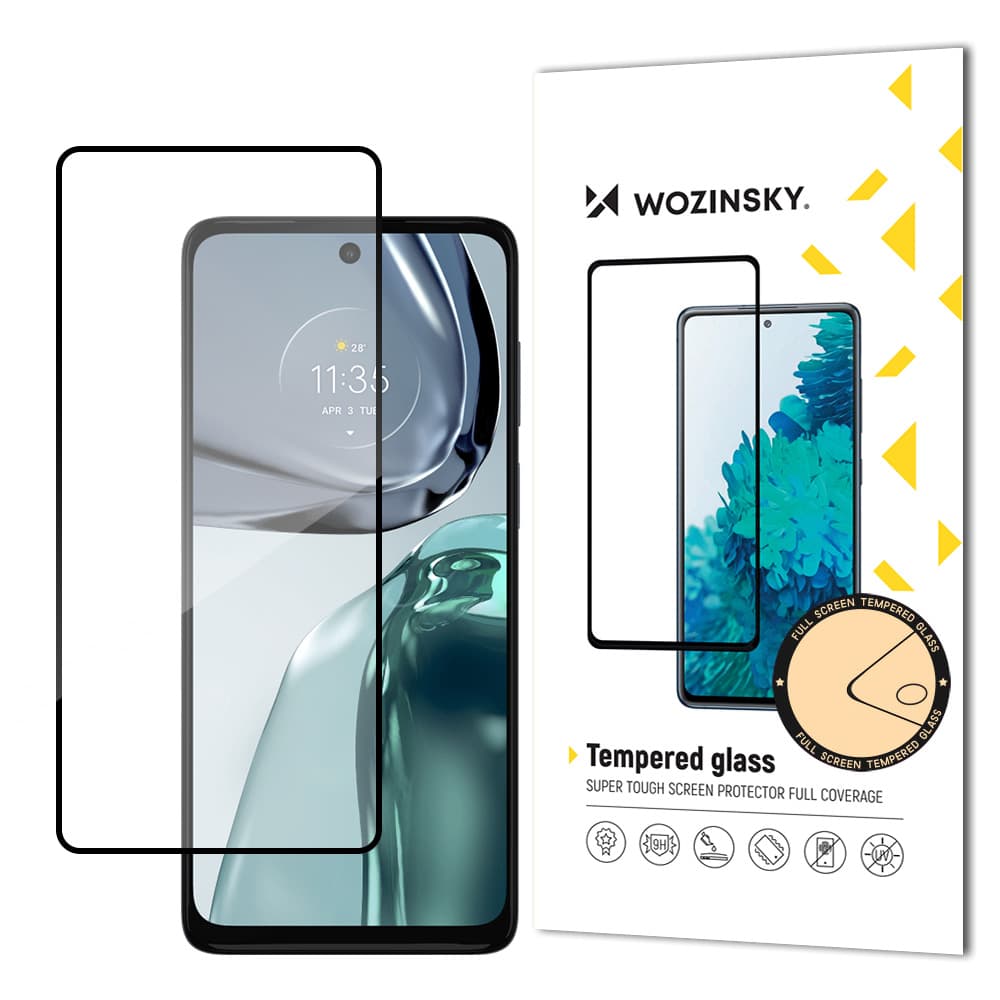 Wozinsky Full Glue kaljeno steklo za Motorola Moto G62, črno