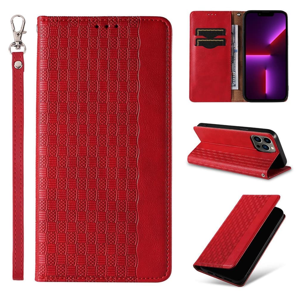 Hurtel Magnet Strap ovitek z denarnico in oporo za iPhone 14 Pro Max, rdeč 3