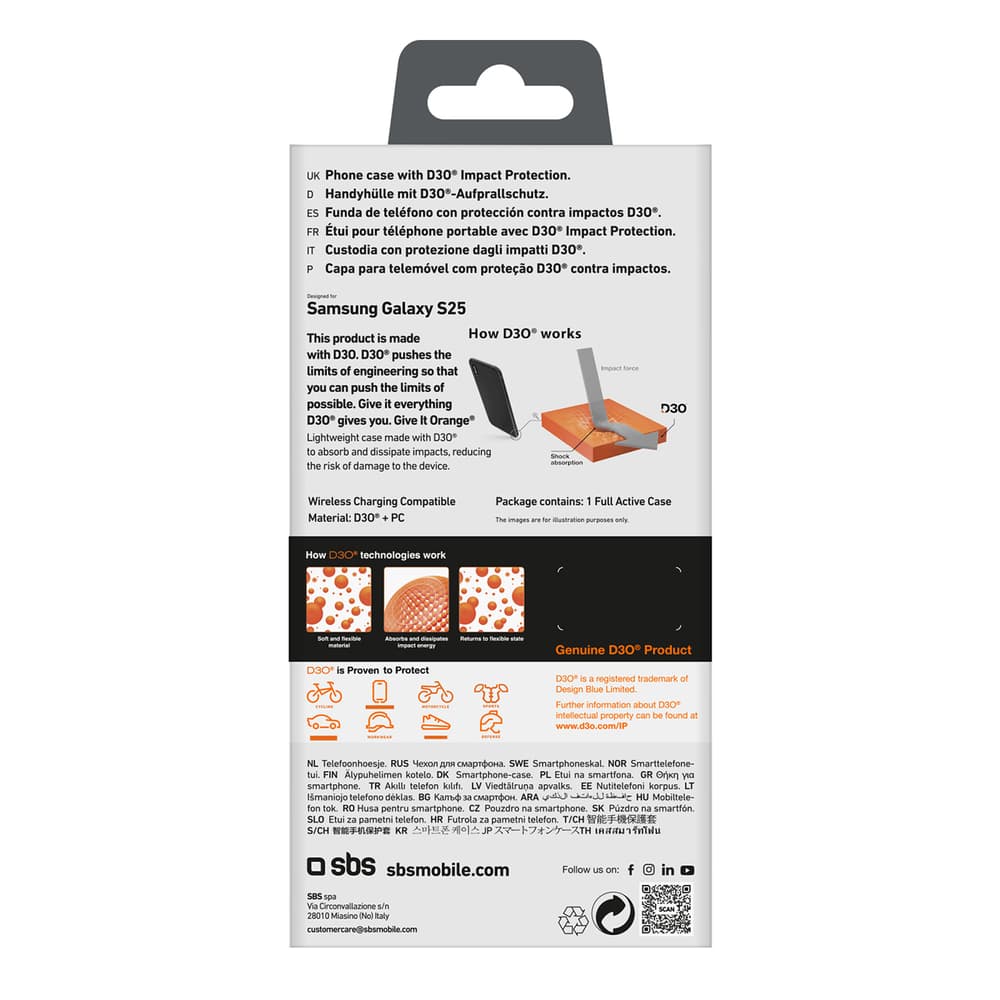 SBS D3O ovitek za Samsung Galaxy S25 - Črn 3