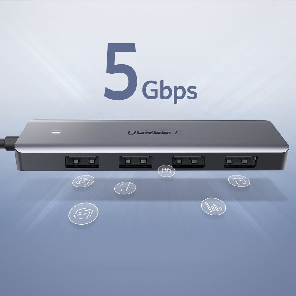 Ugreen USB Type-C HUB 4x USB 3.2 Gen 1 s polnilnim priključkom 3