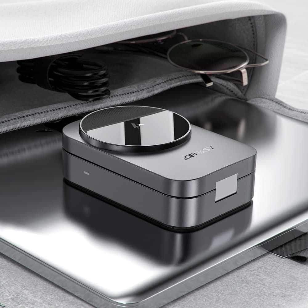 Acefast E22 3-v-1 brezžična polnilna postaja, MagSafe združljiva, siva 6